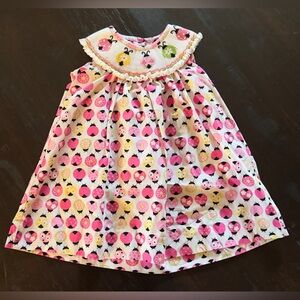Silly Goose Hand Smocked Adorable Pink and White Baby Dress